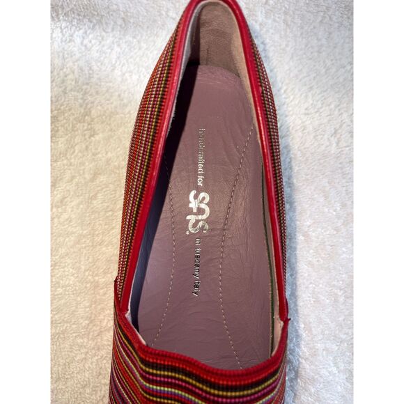 SAS Handcrafted Italy Women's Becky Wedge Slip On Stripe Red Shoe Size 8 - Picture 8 of 11